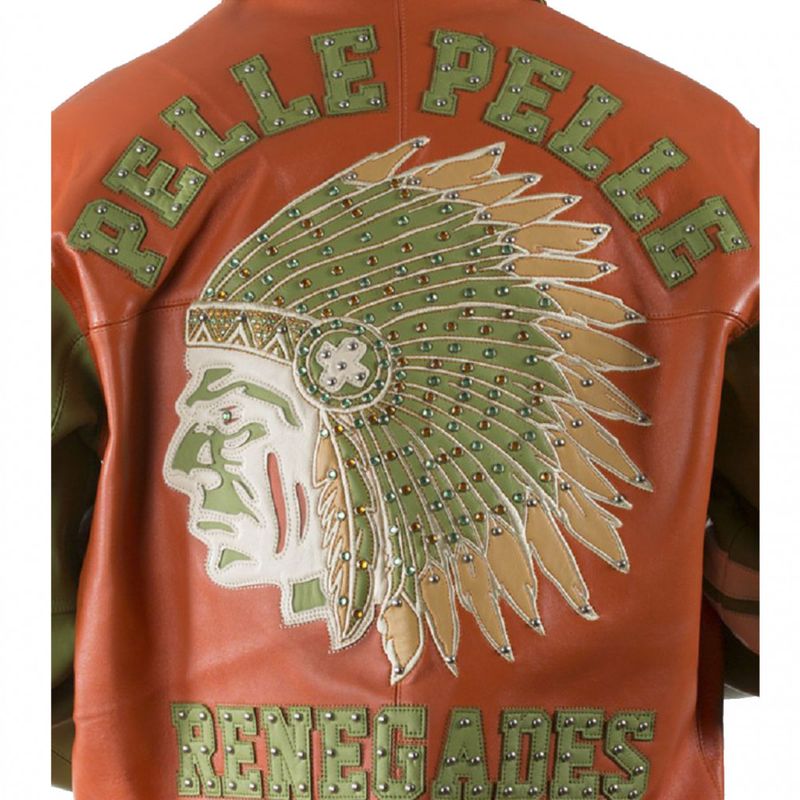 Pelle Pelle Mens Chief Keef Green and Brown Leather Jacket