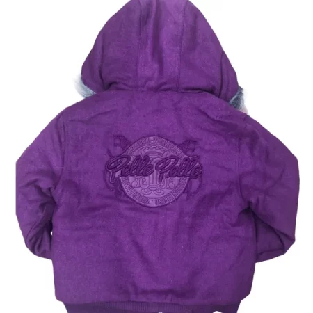 Kids Pelle Pelle Wool Hooded Purple Bomber Jacket