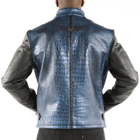 Pelle Pelle China Collar Blue Biker Jacket