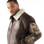 Pelle Pelle Coat of Arms Fur Collar Jacket Brown