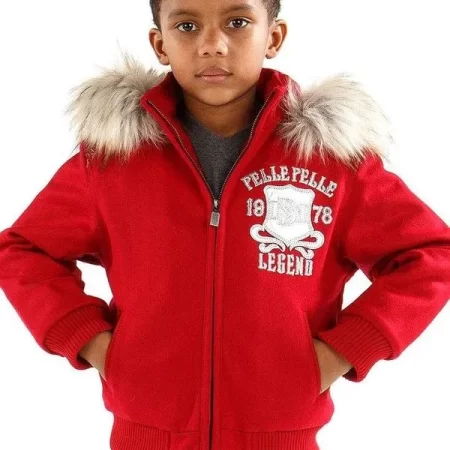 Pelle Pelle Kids Back to School Red Hooded Jacket