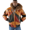 Pelle Pelle Mens Abstract Fur Hooded Brown Jacket