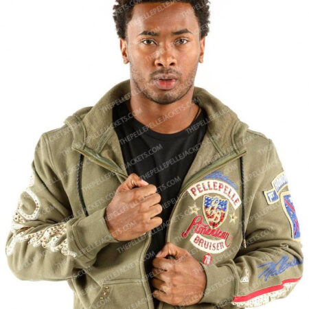 Pelle Pelle Mens Olive American Bruiser Hoodie