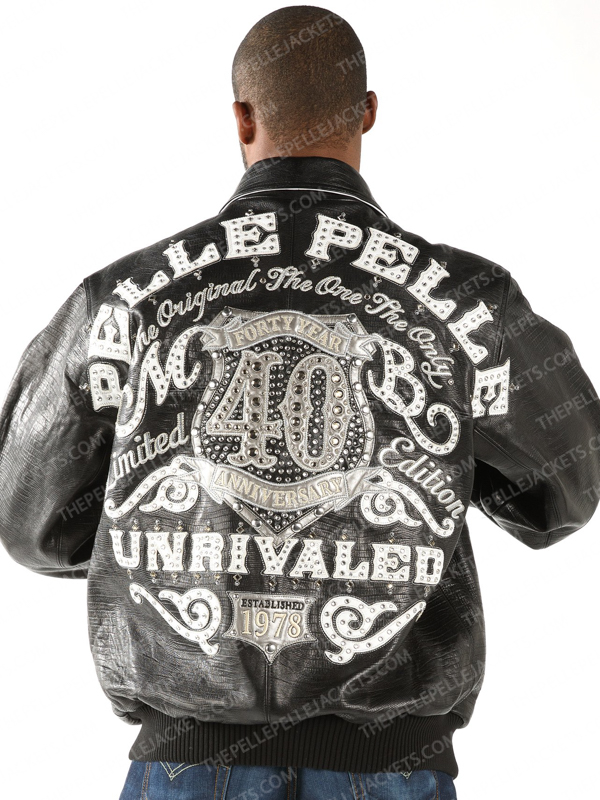 Pelle Pelle Mens Unrivaled 40th Anniversary Black Leather Jacket