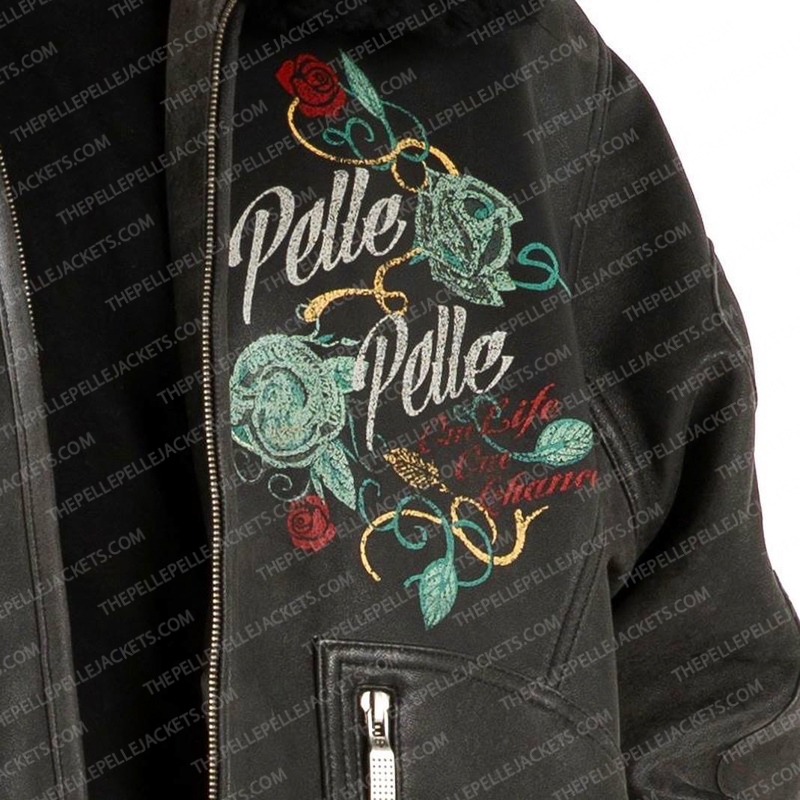 Pelle Pelle Mens Veni Vidi Vici Black Fur Leather Hooded Jacket