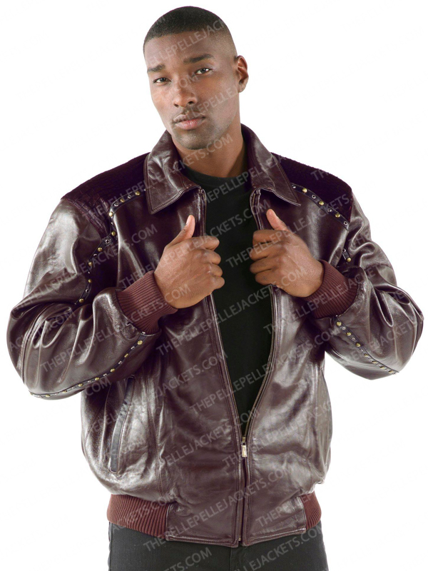 Pelle Pelle Mens Winged Deep Maroon Leather Jacket