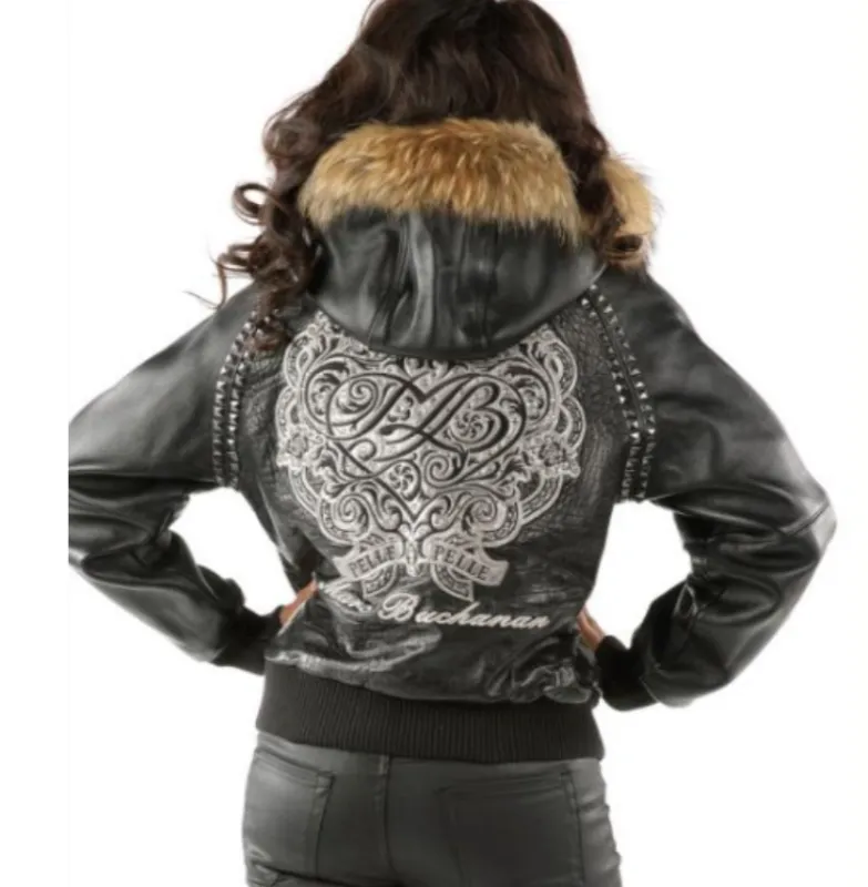 Pelle Pelle Women Vintage Black Hooded Leather Jacket