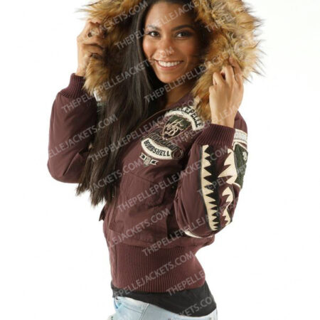 Pelle Pelle Womens American Bruiser Maroon Jacket