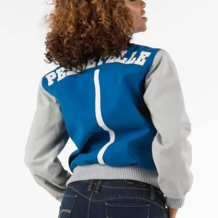 Pelle Pelle Womens Blue & Gray Letterman Varsity Jacket