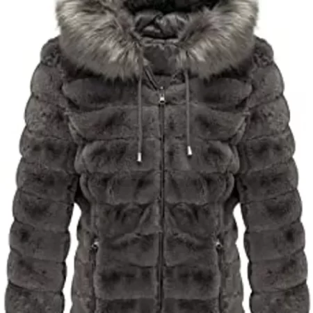Pelle Pelle Womens Winter Gray Hooded Puffer Jacket