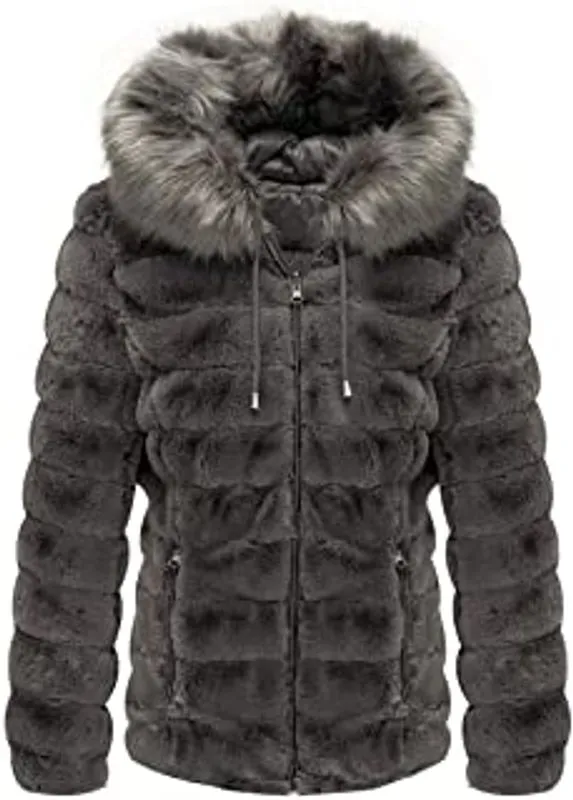 Pelle Pelle Womens Winter Gray Hooded Puffer Jacket