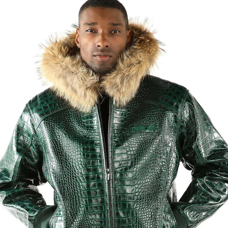 Pelle Pelle Basic Two Tone Cayman Nile Green Leather Jacket