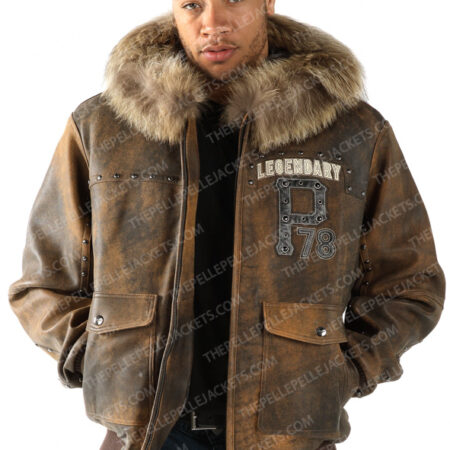 Pelle Pelle Forever Fearless Fur Hood Brown Leather Jacket