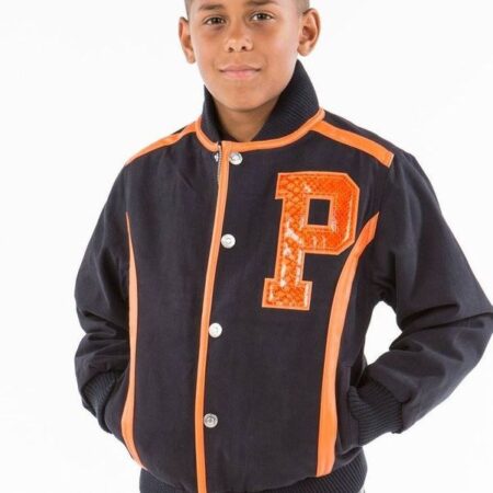 Pelle Pelle Kids Black & Orange Detroit Jacket