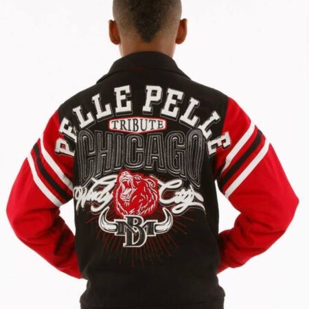 Pelle Pelle Kids Black & Red Tribute Chicago Jacket