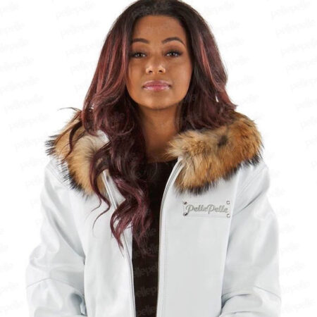 Pelle Pelle Ladies Basic Fur Hood White Jacket