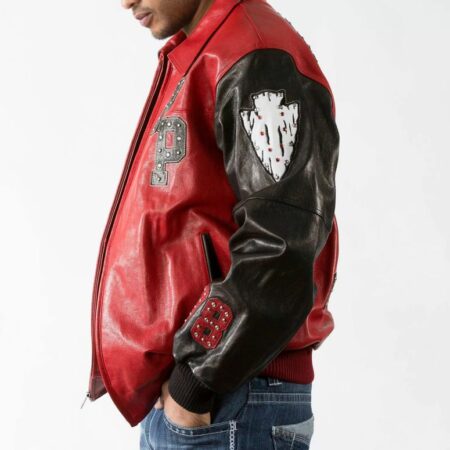 Pelle Pelle Men's Chief Keef Indian Renegades Fire Red Leather Jacket 