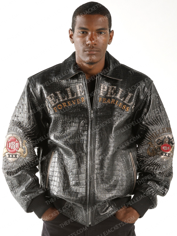 Pelle Pelle Mens Forever Fearless Never Say Die Black Leather Jacket