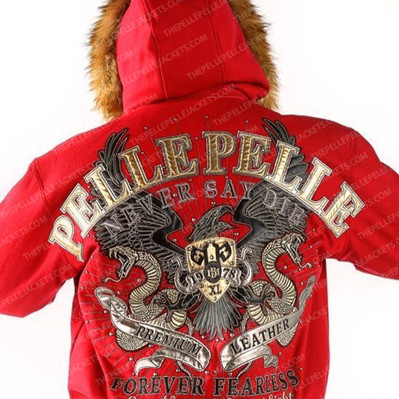 Pelle Pelle Mens Forever Fearless Never Say Die Red Jacket