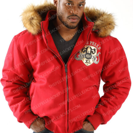 Pelle Pelle Mens Forever Fearless Never Say Die Red Wool Jacket