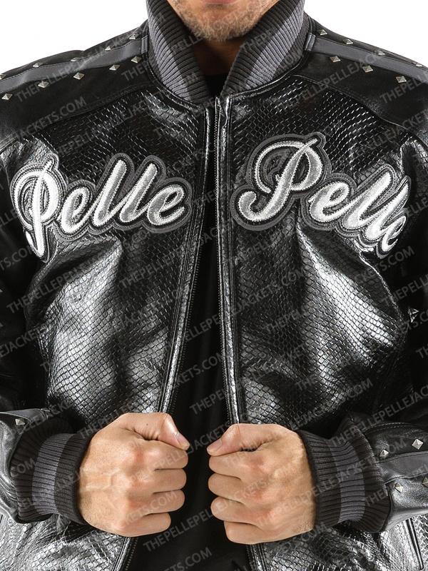 Pelle Pelle Mens Forever Fly Black & Gray Leather Jacket