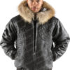 Pelle Pelle Mens Morroco Fur Hooded Black Jacket