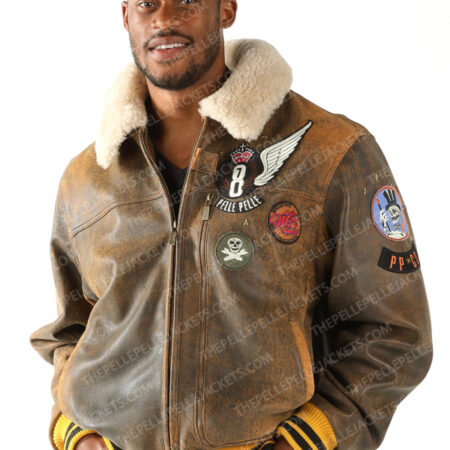Pelle Pelle Mens Patch Flight Brown Jacket