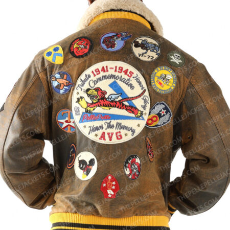 Pelle Pelle Mens Patch Flight Brown Leather Jacket