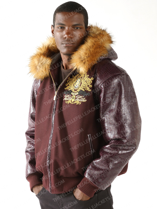Pelle Pelle Mens Prestige Brown Fur Hooded Jacket