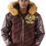 Pelle Pelle Mens Prestige Fur Hooded Brown Jacket