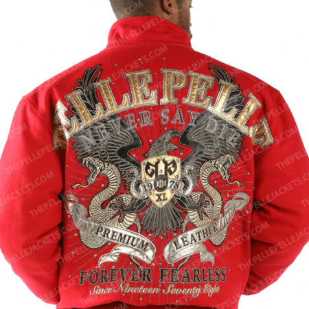 Pelle Pelle Mens Red Forever Fearless Never Say Die Jacket