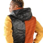 Pelle Pelle Mens Vintage Colorblock Brown & Black Hooded Jacket