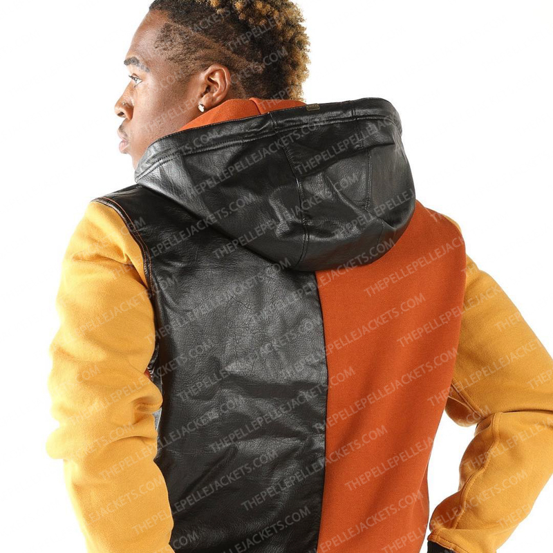 Pelle Pelle Mens Vintage Colorblock Brown & Black Hooded Wool Jacket