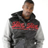 Pelle Pelle Mens Vintage Colorblock Gray & Black Hooded Jacket
