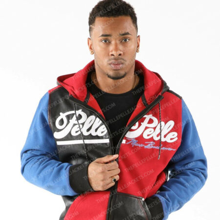 Pelle Pelle Vintage Mens Colorblock Red & Blue Hooded Jacket