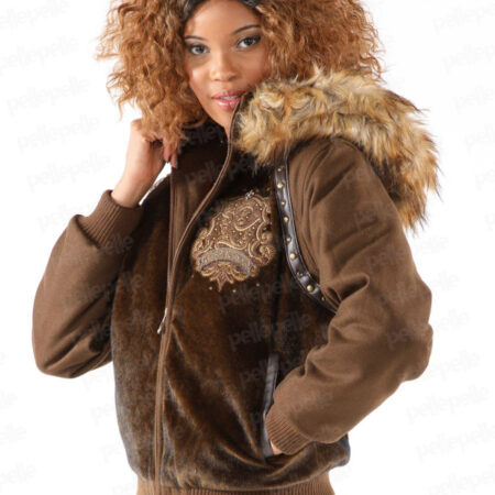 Pelle Pelle Womens 1978 Fur Hooded Wool Jacket