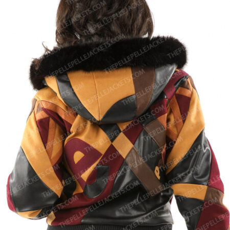 Pelle Pelle Womens Abstract Bomber Wool Brown Jacket