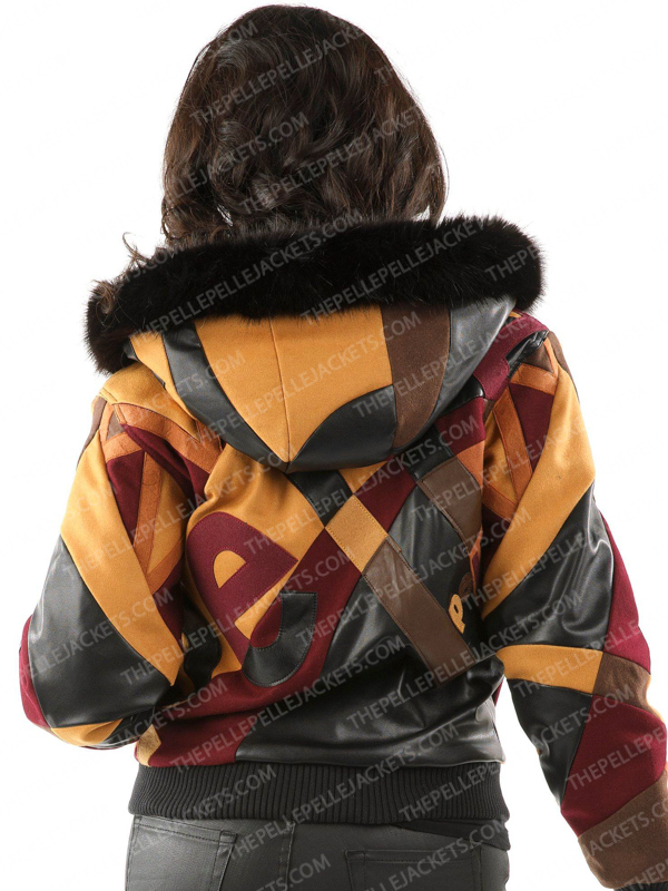 Pelle Pelle Womens Abstract Bomber Wool Brown Jacket