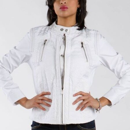 Pelle Pelle Womens Biker Bomber White Jacket