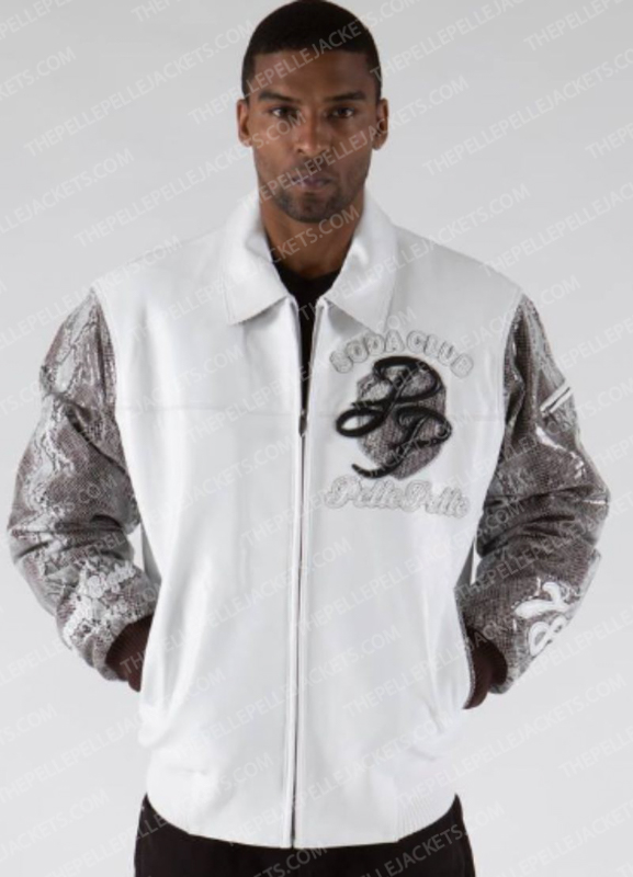 Pelle Pelle Mens Sportster White Plush Sienna Soda Club Leather Jacket