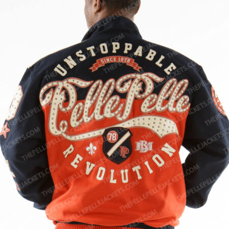 Pelle Pelle Unstopabble Revolution Orange Varsity Wool Jacket