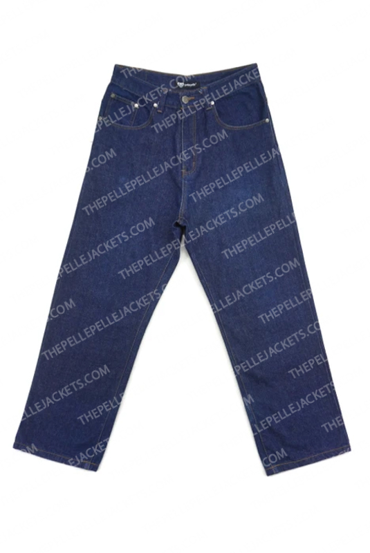 Pelle Pelle Vintage Hip Hop Blue Embroidered Pockets Baggy Jeans