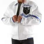 Pelle Pelle American Rebel White & Blue Studded Leather Jacket