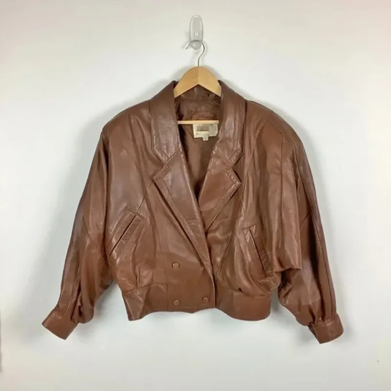 Pelle Pelle Brown Leather Double Breasted Jacket