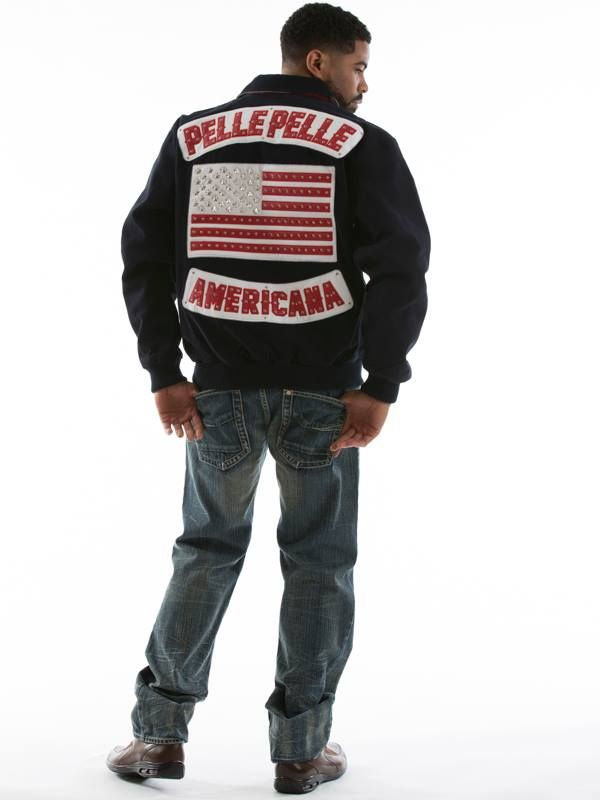 Pelle Pelle Mens Black Americana Wool Jacket