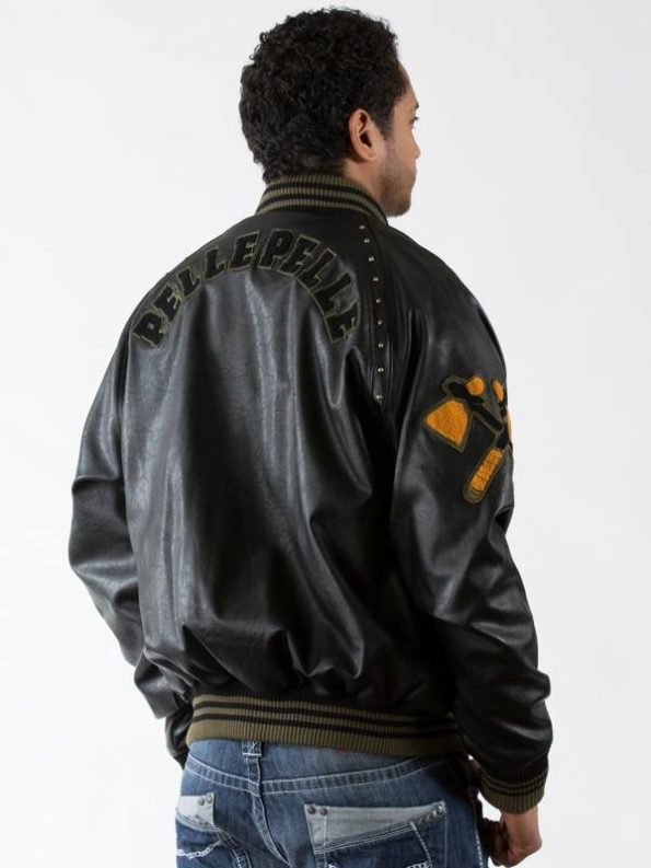 Pelle Pelle Mens Bomber Black Indian Renegades Jacket - pelle pelle