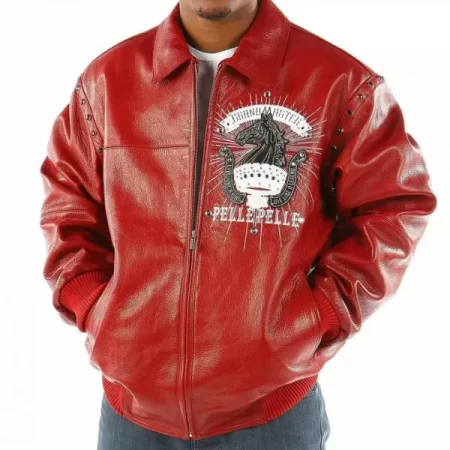 Pelle Pelle Mens Grandmaster Red Plush Leather Jacket
