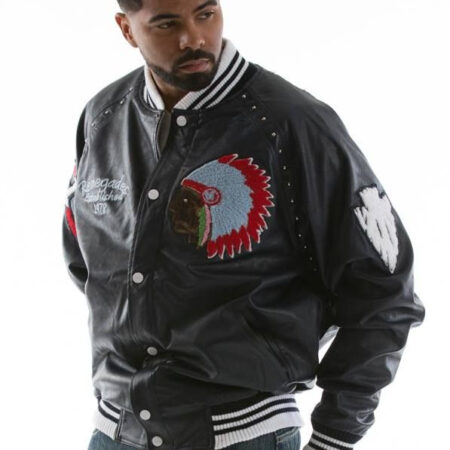 Pelle Pelle Mens Indian Renegades Black Leather Jacket