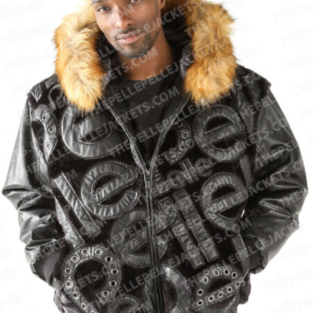 Pelle Pelle Mens Signature Real Black Fur Coat