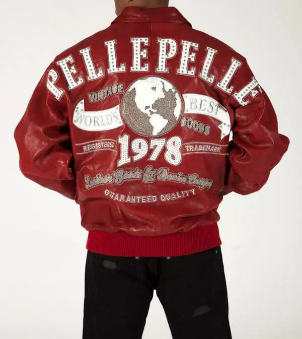 Pelle Pelle Red Worlds Best 1978 Studded Jacket